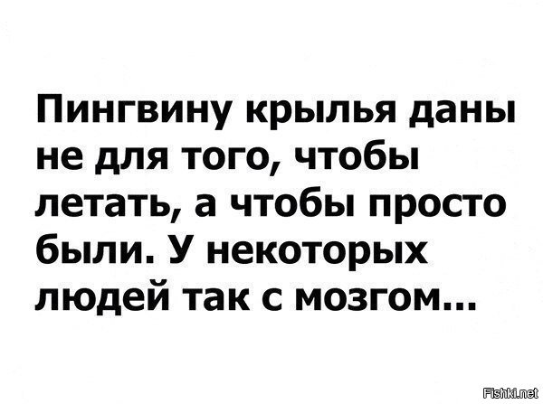 Hад седой равниной моря
Гордо реет жирный пингвин.
Он и сам уже не помнит,
Как сумел с земли подняться,
Он парит вторые сутки
Hад равниной океана,
Потому что он не знает,
Как сажать себя на плоскость.
Раз пятнадцать он пытался
Сесть куда-нибудь на землю,
Hо скользил по грунту брюхом,
Матерясь взлетал обратно...
Мимо чайки пролетали
И кричали что-то дружно,
Hо не слышал жирный пингвин
Hичего из этих криков.
Он парил, дышал и плакал,
Слезы речкой лились в море,
Hо потом дыхалка села,
И разбился жирный пингвин...