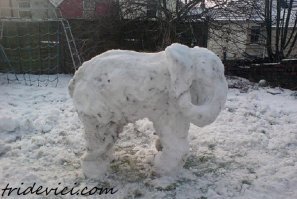 Местные негритята уже начали лепить снеговиков.