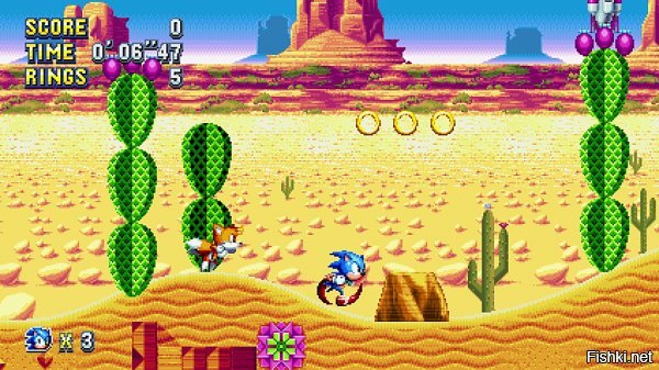 Посмотрела на первую и последнюю игры по Сонику и поржала.
Sonic the Hedgehog (Genesis, 1991):

Sonic Mania Plus (PS4, XBOX One, PC, Nintendo Switch, 2018):