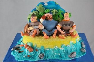 Торты хороши в плане дизайна. В технологии производства любая мадам 90% из представленых сделает сама дома за пару часов. Картинки печатаются на сахарной бумаге, цветы из мастики заказываются без проблем через интернет. А вот такие уже нужен талант лепить