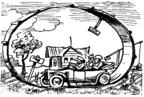 Вот еще один из проектов 20-30 годов, разработан был правда для гражданки, но ведь можно и к танку приладить ) 

Из сопроводительной документации проекта: 
"Вы видите перед собой автомобиль с собственным подвижным шоссе. Двигаясь по этому шоссе, автомобиль тем самым заставляет передвигаться зеркально-гладкую дорогу. Никаких препятствий. Никаких кур и телят. Никаких банок и бутылок.