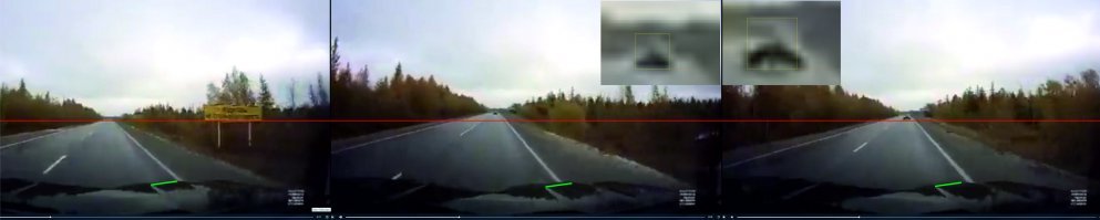 Ради интереса сделал 3 кадра: -17 сек (автор еще не видит встречного), на всех кадрах неизменны  красная линия и зеленая линия, зафиксированная к отражения на капоте 
-16 сек: автор тормозит, (горизонт поднимается по отношению к красной линии) и автор уходит на свою обочину (зеленая линия смещается к полосе на обочине),
-15 сек: автор уходит на встречку, встречный все еще смещается к обочине автора (квадратик и ораньжевая линия увеличены пропорционально размерам приближающегося автомобиля).
Сама авария на -14 сек, т.е.все произошло за 3 секунды.
Видео очень плохого качества. Наверняка справа внизу кадра есть скорость. И может где не правильно что расчертил, но в целом картина понятна. Автор тормозил, пытался уйти на свою обочину, и встречка тудаже, потом все вместе в другую сторону начали уходить.