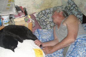 Мой батя спит с котом:)