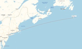 Примерно в 1780 км от места топления в Нью-Йорке