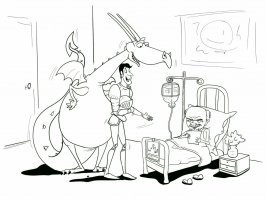 - Ну что, Ильич, как себя чувствуешь? - Дракон поправил капельницу с кровью и живой водой. 
- Ой, батенька, нехорошо, ящеры мерещатся! - признался Ленин 
- Во-первых, не мерещатся! - Дракон для убедительности показал хвост, - Во вторых, всегда нехорошо, когда ты почти 100 лет хранишься отдельно от мозга и внутренних органов. Но не суть. Знаешь, зачем я тебя разбудил? 
- Зачем? - треснутым голосом спросил Ленин. 
- Во-первых, Надежда Константиновна реинкарнировалась в Скарлет Йохансон, вот фото... 
- А ведь и через 100 лет хороша! - обрадовался Ленин. 
- Во-вторых, коммунистическую власть свергли в 1991-м. 
- Но этого же никак не может быть! Тогда весь мир уже должен жить при коммунизме и только при нем! - возмутился Ленин, - Это неправда! 
- В-третьих, коммунисты выдвинули в президенты купца, его частное хозяйство называется совхозом, а делают там французские сыры и еврейскую клубнику! 
- Но это уже совсем неправда! - запротестовал Ленин, задёргал руками, зашевелил глазами, случайно выдернул капельницу и умер. 
- Слушай, а давай снова его подключим! Очень смешно получается! - попросил рыцарь.