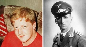 "Когда Вэл и Джим впервые посмотрели на снимок, им показалось, что они видят призрак.

На них смотрело, с крепким носом и подбородком, лицо их сына. "

Аж мурашки бегут - одно лицо прям