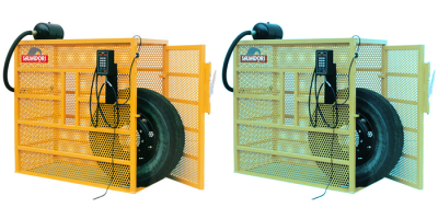 В России запрещено качать грузовые покрышки "в открытую". Для этого используют специальные клетки.