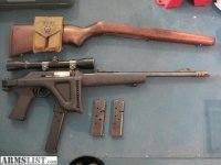 Marlin Camp Carabine, .45 ACP, самозарядный гражданский карабин. Использует как штатные, так и удлиненные магазины Colt. Есть модель под 9х19 Luger.



Тюнингованная модель



Осталось добавить глушитель.
