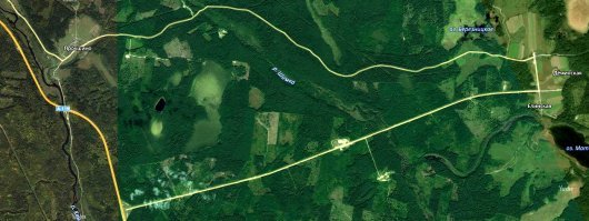 В Вологодской области есть трасса А-119. на ней есть отворот в Сторону Архангельской области, трасса Р1. (точнее участок Прокшино-Солза). Построил 8,7 км хорошей дороги и забросили. дорога упирается в лес