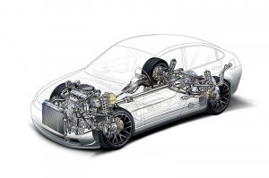 Вот смотришь на раму и понимаешь насколько же прекрасна конструкция электромобиля. А ведь в данном случае присутствует еще и лишние для электромобиля кардан и мост. 

Батарея, двигатель, редуктор - поехали.