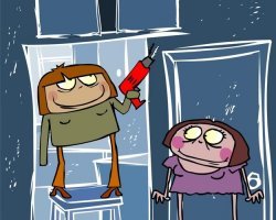 Она в мультиках снималась.