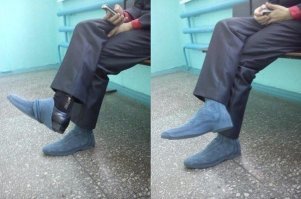 Если б не первая фотка, подумал бы что у него крутые кроссовки.