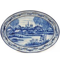 Я написала, что это в принципе распространенный фоновый узор, в том числе для гжели. То, что ваш взгляд зацепился именно а слово Гжель не может быть аргументом.
И да - синий с золотом очень был распространен именно в гжели. В советское время для массового пользователя не использовали золото, но в традиции оно вполне есть