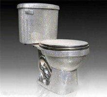 Бриллиантовый унитаз продается за 5 000 000 долларов. Сие изделие было изготовлено к 100-летию изобретения первых унитазов.