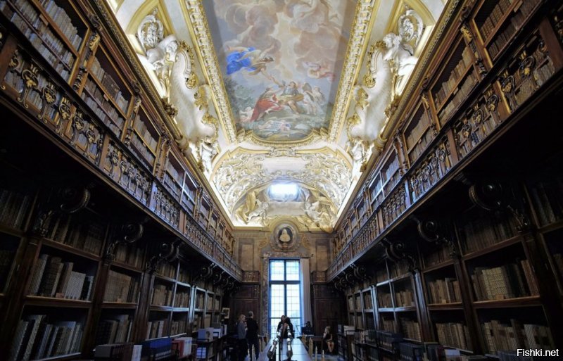 Это больше на фотошоп или графику похоже.  Библиотека настоящая попроще выглядит ;)(библиотека Медичи -Риккарди во Флоренции) например