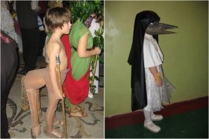 Костюмы канарейки и кентавра. По канарейке целая история сопровождающая имеется, гуглится легко.