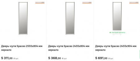 Любые?))) Не такая уж большая разница. На фото - скриншоты ассортимент зеркальных дверей ближайшего ко мне зелененького магазина.
По высоте слишком большие, по ширине или слишком маленькие или слишком большие. 
И у меня не было желания делать все двери зеркальными.