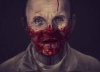 Дело было уже очень давно... кореш рассказывал о своей первой поездке в Курск к двоюродному брату.

Город был для него незнакомый, как и местные обычаи 3,14здить друг-друга с переменным успехом в целях профилактики.

И вот он идёт со своим братом и его друзьями и практически сталкиваются с толпой оппозиционных маргиналов, в разы превышающих их числом кулаков на сантиметр пока ещё не побитой рожи. 

Но как известно, даже загнанный в угол заяц пытается продать свой куцый мех максимально дорого. 

Примерно так и поступил один из его знакомых Славик... не долго думая он стал грызть собственную руку, выкрикивая страшным голосом, что "убьёт сейчас всех нах!" 

Проделал он это всё весьма быстро и когда окрасилось небо багрянцем... в смысле, когда его рожа оказалась в собственной крови от самопокусанной руки, он бросился в толпу идейных врагов...
И враг с позором, в полном душевном раздрае бежал с места так и не начавшегося побоища.

Славика я никогда не видел, но почему-то всегда, когда вспоминаю эту историю, мне представляется рожа доктора Лектора