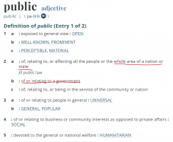 С английского языка public переводится в том числе как "государственный". Понимаешь, даже само слово "государственный" звучит так же, как "народный".
