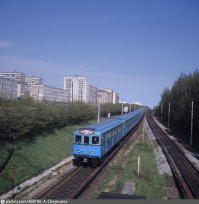Состав из вагонов типа Б на перегоне «Первомайская»   «Измайловская», 1970