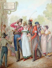 Славянское/русское лицо то) Сдается мне, тут замешано взятие Парижа 1814 года))
Возможно на этой картинке как раз ее пра-пра-пра... прабабка как раз)))

"УЛИЧНАЯ СЦЕНКА. КАЗАКИ В КОМПАНИИ ПАРИЖАНОК   LES COSAQUES EN COMPAGNIE DE PARISIENNES"