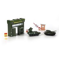 Размер чуть меньше, и это БТР-80.
Там есть танки Т-80, вертолеты, куча машин КАМАЗы,УРАЛы. Корабли и самолеты.
Масштабы разные 72, 43 и более крупные.
Но конечно не хватает такого разнообразия как в советском наборе. Артиллерии, ракет.