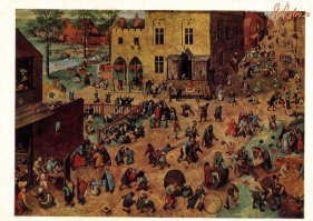 Тот же Брейгель старший. "Детские игры". Игры детские, но все дети (или взрослые?) с лицами идиотов. То ли аллегория безумного мира, пронизанного суетой, то ли взгляд Бога на своих неразумных детей ))) И странная перспектива