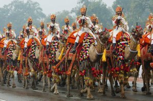 Был опыт просмотра  военного парада на одном из индийских каналов. Это жесть. Больше трех часов маршировали  люди  в форме. Отличались военные фактически только головными уборами. "Река людей". Было ощущение, что половина населения промаршировало.  Разнообразие внесли те кто служил  в горах ( у них сама форма другого цвета была) и  бравые военные на верблюдах.