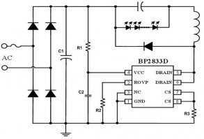 Китайский драйвер ламп в котором последовательно добавив к D2 еще пару диодов лампа будет долго гореть не вечно, но дольше чем на пределе.. Как происходит стабилизация по току? Никак. Ну у драйвера есть конечно пределы, но на светодиодах получаются серьезные броски. Но это еще нормальная схема. Есть еще очень дешевый вариант. Там вообще очень маленький срок жизни. Потому как там вообще сетевое напряжение на светодиоды залетает. Это на второй схеме хорошо видно. Там вообще очень трудоемкий процесс регулировки по выходу на светодиоды. И зачастую на включении все равно не получится стабилизировать. Так и умирают такие лампы на включении.