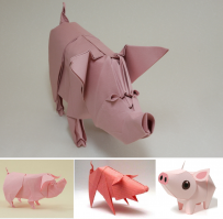 Оригами. Как сделать свинью из бумаги (видео урок)