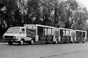 Пассажирский автопоезд РАФ-3407 для гостей и участников Олимпиады 80.