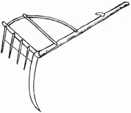 Мужик с косой - инженер от слова хер. Ибо с такой конструкцией получаются очень высокие трудозараты. На Руси для скашивания зерновых  использовали косы с грабками (грабельками, пером и т.д., названия были разные). Они укладывали скошенные зерновые или траву ровными рядами с левой стороны от косца. Движения при использовании такой косы такие же, как и с обычно литовкой.