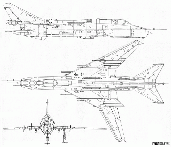 Су-22 (стреловидное крыло с изменяемой геометрией)



Здесь контур явно с треугольным крылом (скорее МИГ-21)