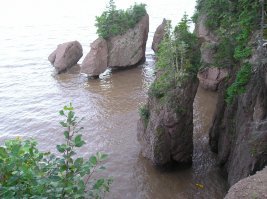 Был на Fundy Bay в 2007-м году. Вот фотка одного и того-же места во время прилива и отлива.