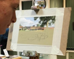 Рисует классно, без базара! Но вот картина на мольберте напрягла... О что, фотографии по квадратикам перерисовывает, я не понял?