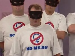 NO MA'AM (National Organization of Men Against Amazonian Masterhood)
anti-feminist group founded by Al Bundy in response to Women's Bowling Night replacing the Men's, and the nudie bar being turned into a Women's Coffee House.
Что там оно означает в украденной отечественной адаптации я не знаю и знать не хочу.