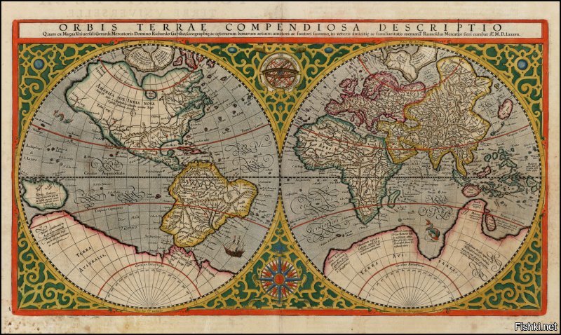 Вот например карта Меркатора 1587г