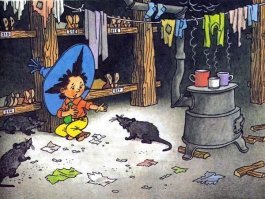 – Ты, братец, на Дрянинга не сердись, – сказал первый. – Он коротышка хороший. Истинный благодетель наш. Так и в газетах пишут. Если бы не он, сколько коротышек осталось бы без ночлега! В какой ты еще гостинице найдешь место за десять сантиков?.. Эх ты! Недаром тебя называют Строптивым! 
– А тебя недаром зовут Покладистым, – ответил Строптивый. – Думаешь, Дрянинг эту ночлежку для нашего с тобой удовольствия построил? Как бы не так. Для собственной выгоды! 
– Какая же выгода в десяти сантиках? Если бы он гнался за выгодой, то построил бы гостиницу, в которой можно фертинг за номер брать, а то и два. А он о бедных заботится, о тех, у кого нет фертингов. Так и в газете писали! 
– Экий же ты тюфячок, братец! Мало ли что в газетах напишут! Для того чтоб хорошую гостиницу построить, надо много денег затратить. Да и на обстановку надо потратиться. В хорошей гостинице ты получишь за фертинг целую комнату, а здесь нас гляди сколько напихано: один над другим лежит! С каждого десять сантиков – это получится выгодней, чем по фертингу за целую комнату брать, – сказал Козлик. 
– Говорят, этот Дрянинг накупил в каждом городе на окраинах участков земли по дешевке и настроил вот таких гостиниц, вроде мусорных ящиков, сказал Строптивый. – Ну и что ж, доход верный! Бедняки-то везде есть!