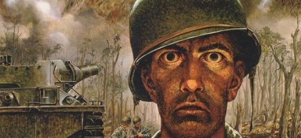 Боевая психическая травма (БПТ)   психическая травма, вызванная воздействием факторов боевой обстановки. После тяжелого боя, когда жизнь бойчихи висела на волоске, на ее лице появляется вот такое выражение - широко раскрытые глаза, взгляд "в никуда", замедленная реакция. Сто пудов, фото сделано в Чечне после кровопролитного боя.
Вот еще пример: