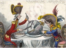 Глобальная геополитика в 19м веке: справа Наполеон, который кушает континентальную Европу, слева Британская империя, которая лопает Океанию. За 200 лет ничего не изменилось. Скоро начнется новый раздел мира между Американской и Китайской империями.