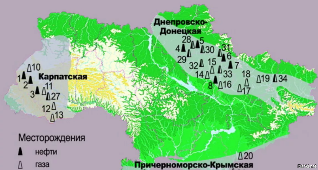 Карта месторождений украины