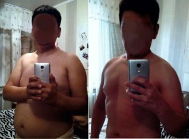 Это я. До и после 3 месяцев занятий в тренажерке и диеты. Весил 92 кг, сейчас - 77. Есть еще над чем надо работать.