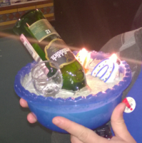 Бутылка виски с забетонированным горлышком ;)