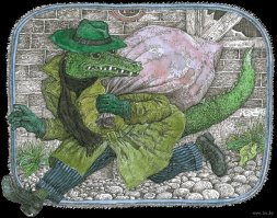 Леонардо в плаще и шляпе своей зеленостью напоминает этих: