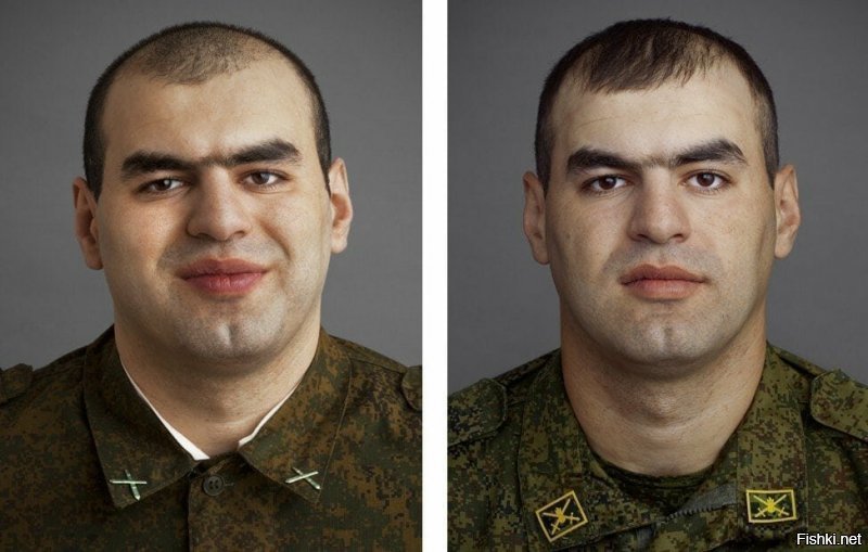 Меняет ли армия человека? Фотограф Юрий Чичков уверен, что да, и его фотопроект «Армия» наглядно это доказывает. Перед вами 11 юношей до службы в армии (слева) и после года, проведенного в казарме (справа).
-----------------------------------
Да, по фото видно - перестал улыбаться.  :)