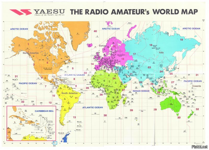 Недавно случайно попалась - радиолюбительская карта мира.