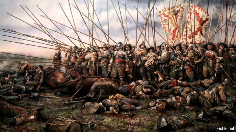Очень похоже на другую картину. "Последняя терция". Это испанцы. Тоже героически сражались. 900 человек пехоты, пикинеров, против 7000 французских кавалеристов. Естественно их смели. Но они не сдались))
