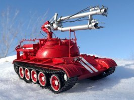 Если не нужна артиллерийская дальность доставки боеприпасов, то есть ещё пожарная система залпового огня и разные модификации пожарных танков. На всяких химзаводах используют и нефтедобыче, если там ЧП и человеку из-за жары сложно приблизиться.