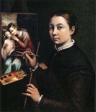 "Трое детей с собачкой", "Автопортрет". 
Софонисба Ангвиссола, 1532-1625. Придворная художница Короля Испании Филиппа II.