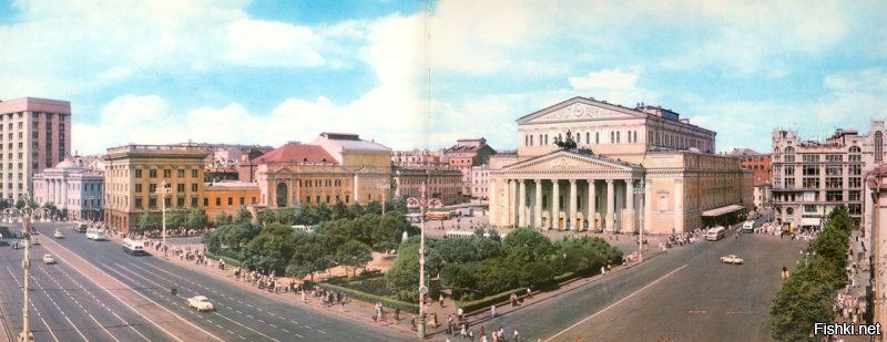 Москва, СССР, 1956 год. Парк (Jacques Dupaquier) - брехня! Сквер около Большого Театра, вдалеке гостиница "Националь"